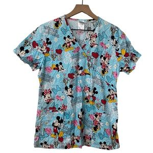 Disney Mickey & Minnie Mouse Scrubs Top Small